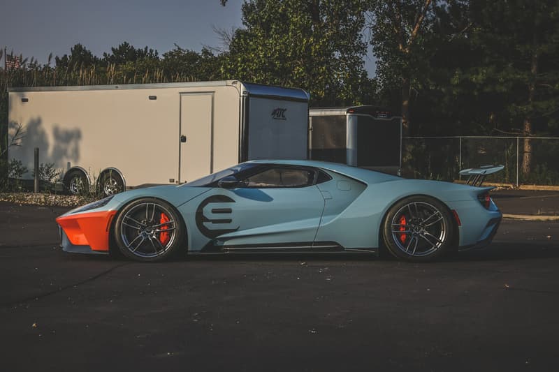 2019 Ford GT Heritage Edition Gulf-Inspired Blue Orange Livery Paint Job Rare American Muscle Super Car Bring a Trailer Auction Supercar