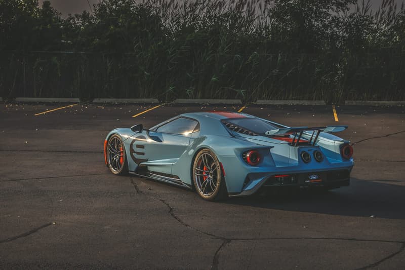 2019 Ford GT Heritage Edition Gulf-Inspired Blue Orange Livery Paint Job Rare American Muscle Super Car Bring a Trailer Auction Supercar