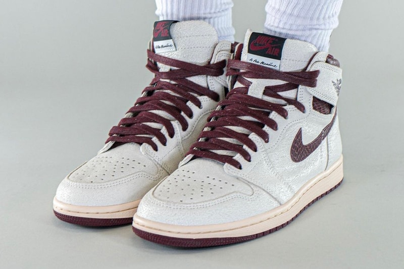 Here's an On-Foot Look at the A Ma Maniére x Air Jordan 1 High OG Raised by  You have to expect things of yourself before you can do them MJ michael jordanwomen sail snakeskin burgundy DO7097-100 Date Buy Price
