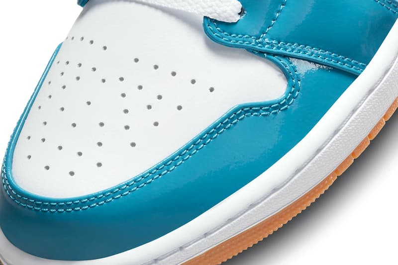 Nike Air Jordan 1 Low Brand Light Teal blue white patent leather colorway Release Drop Reveal Official Images info 