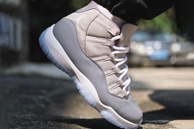 gray and white 11 jordans