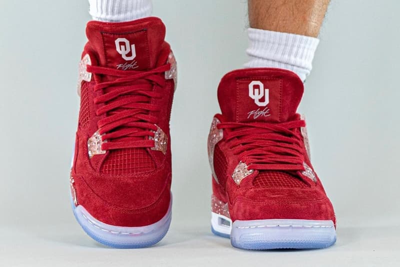 Air Jordan 4 Oklahoma Sooners PE On-Foot Photos Release