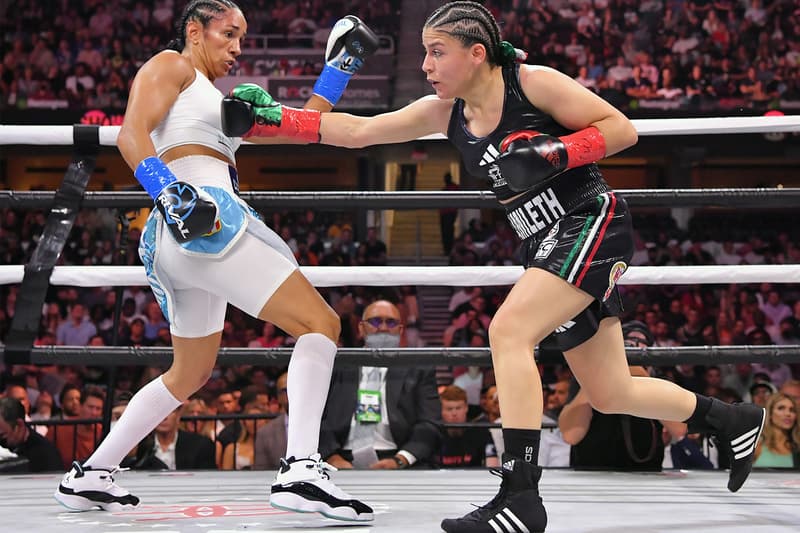 Amanda Serrano Yamileth Mercado Jordan 6 Rings Island Green twitter reactions sports fighting footwear jake paul showtime kicks jordan brand 