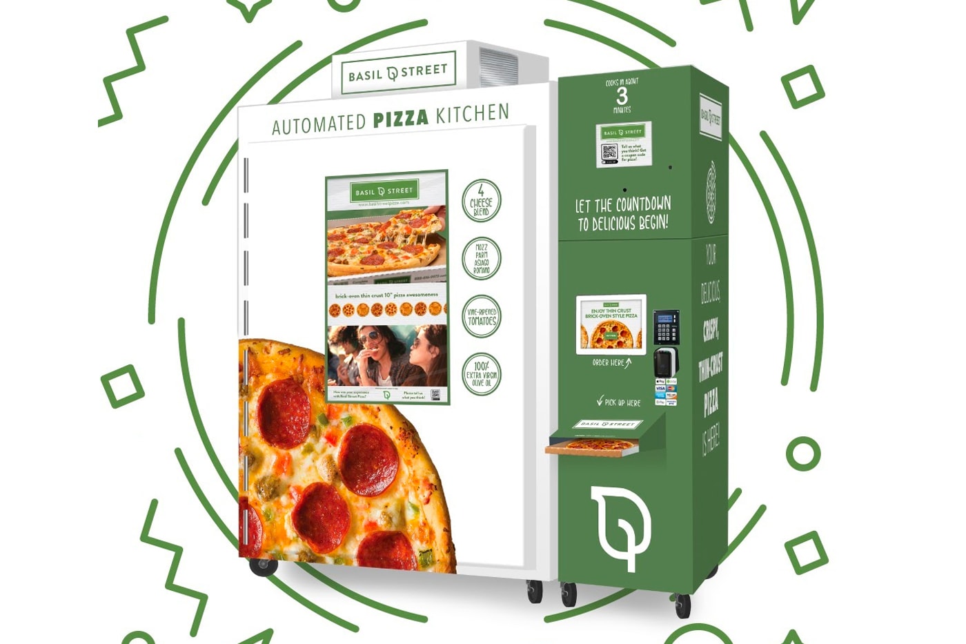 Basil Street Pizza Vending Machine Automated Pizza Kitchen United States Launch
