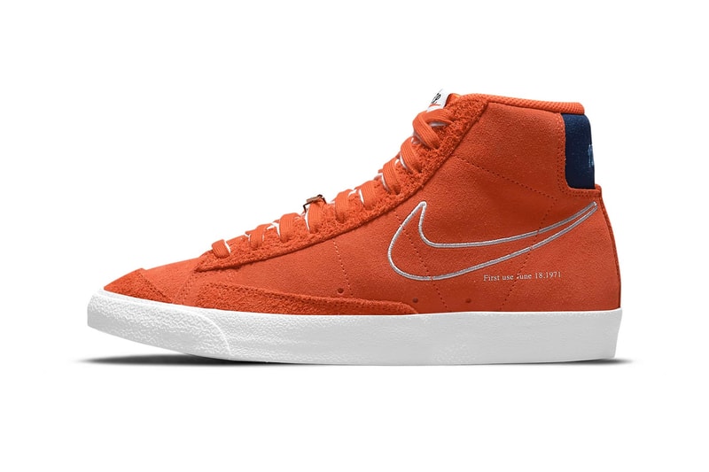 Nike Blazer Mid '77 "Deep Royal Blue" and "Orange" First Pack Swooshes 50th anniversary sneakers footwear orange deep royal orange university gold white