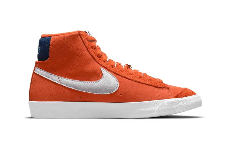Nike Blazer Mid '77 "Deep Royal Blue" and "Orange" First Pack Swooshes 50th anniversary sneakers footwear orange deep royal orange university gold white