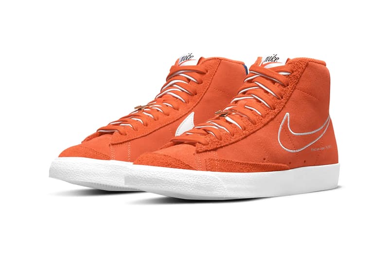 Nike Blazer Mid '77 "Deep Royal Blue" and "Orange" First Pack Swooshes 50th anniversary sneakers footwear orange deep royal orange university gold white