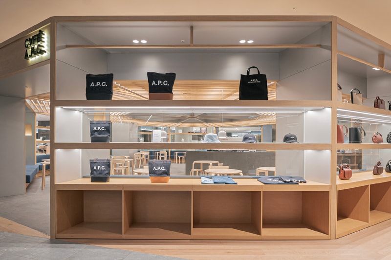 Café A.P.C. Arrives in South Korea Jean Touitou Pierre desserts beverages coffee shop wood and steel 12 angle panels store Hwaseong Gyeonggi Osan dong lotte department opening