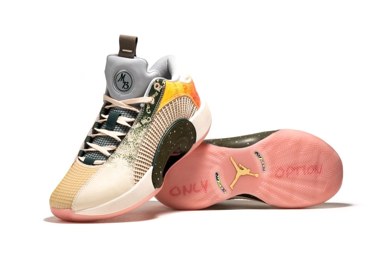 cest bon mamadou bah air michael jordan brand 35 low pe player edition yellow pink green tan official release date info photos price store list buying guide