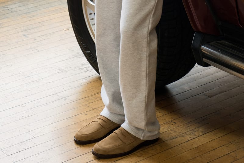 penny loafers on feet