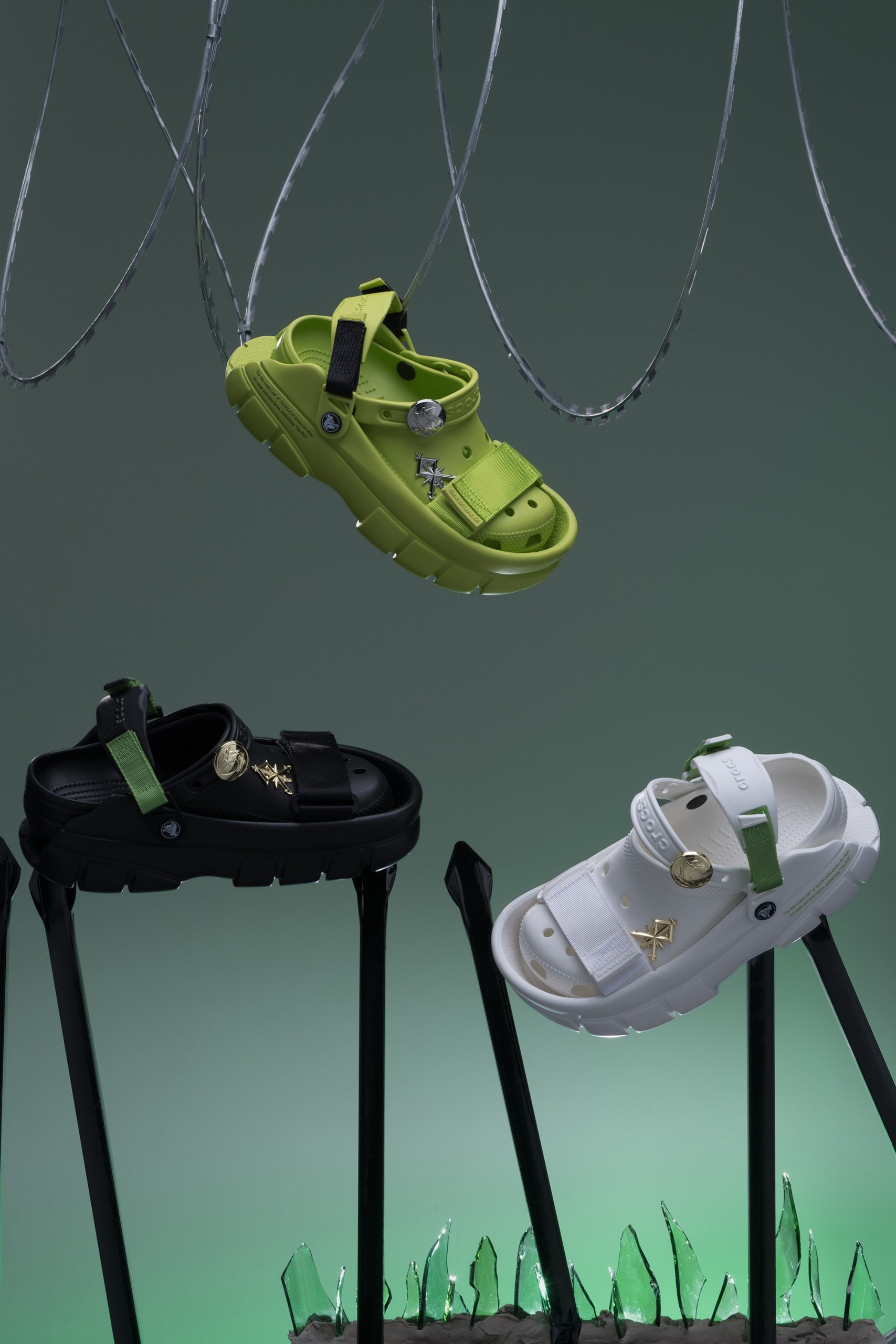 Crocs x SANKUANZ Classic Clog Collection Release Info China footwear sandals shoes-on-shoes green white black