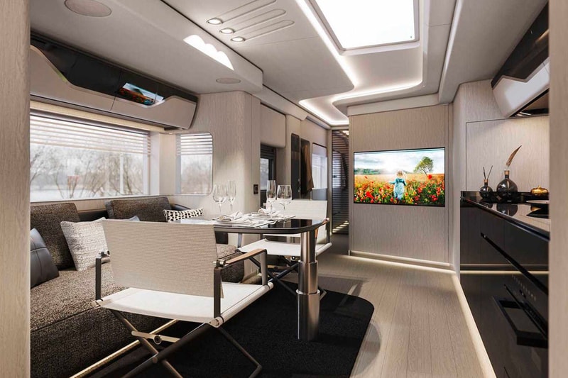 Dembell Reveals a Luxurious Land Yacht small garage side package room king size bed Actros solar panel suite 