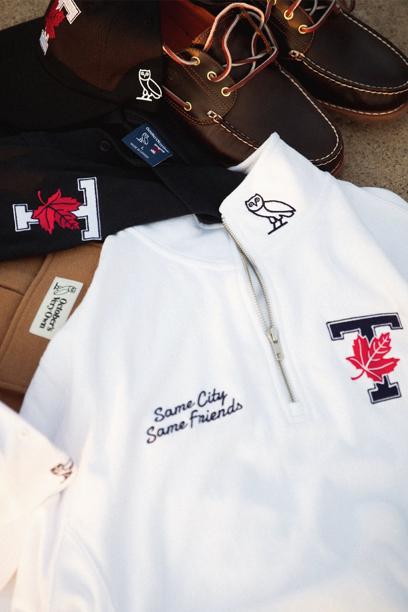 Drake's OVO Drops Co-Branded Collection With University of Toronto tdot uoft maple leaf logo canada owl kylie masse quarter zips hooded sweatshirts october's very own 