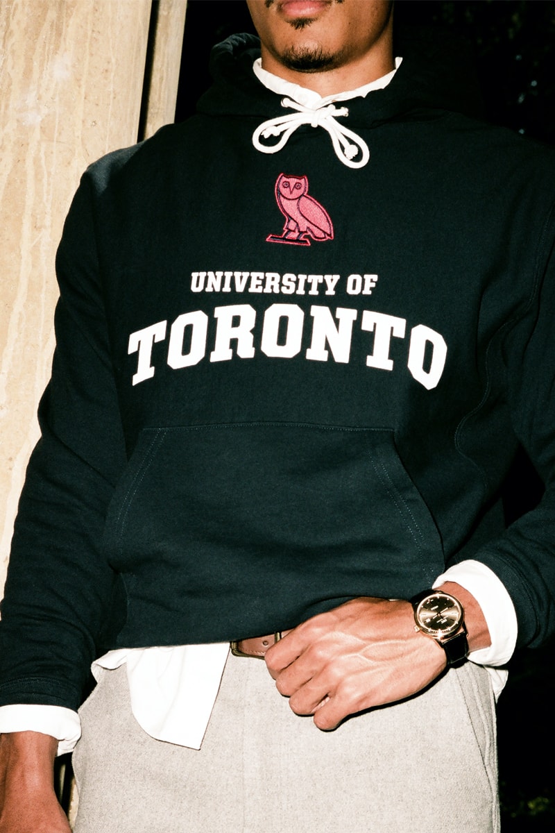 Drake's OVO Drops Co-Branded Collection With University of Toronto tdot uoft maple leaf logo canada owl kylie masse quarter zips hooded sweatshirts october's very own 