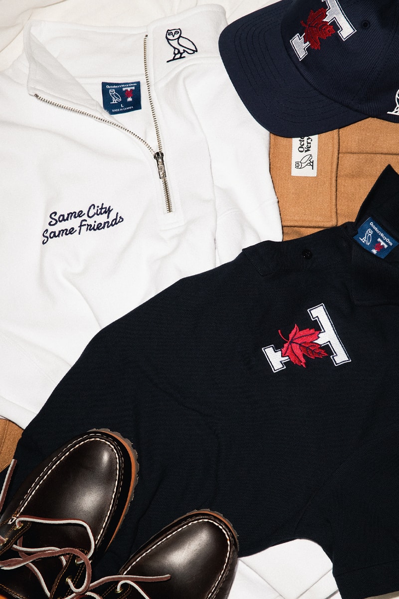 Drake's OVO Drops Co-Branded Collection With University of Toronto tdot uoft maple leaf logo canada owl kylie masse quarter zips hooded sweatshirts october's very own 