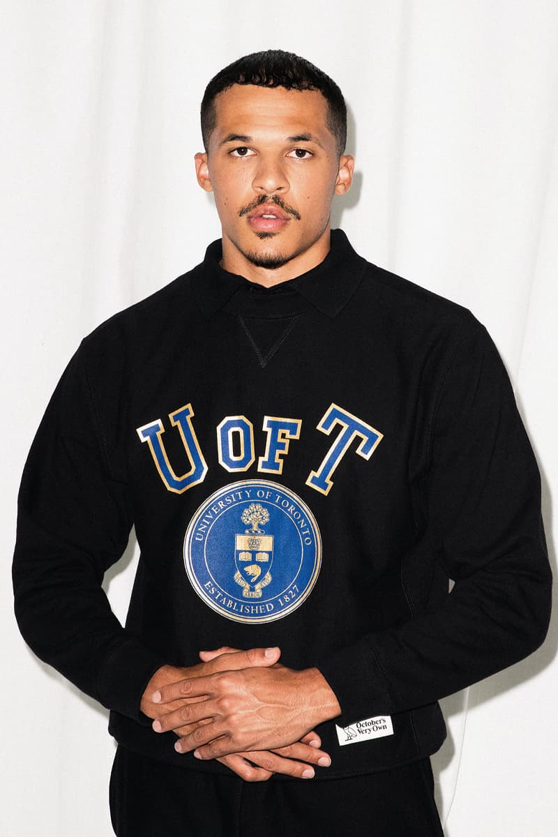 Drake's OVO Drops Co-Branded Collection With University of Toronto tdot uoft maple leaf logo canada owl kylie masse quarter zips hooded sweatshirts october's very own