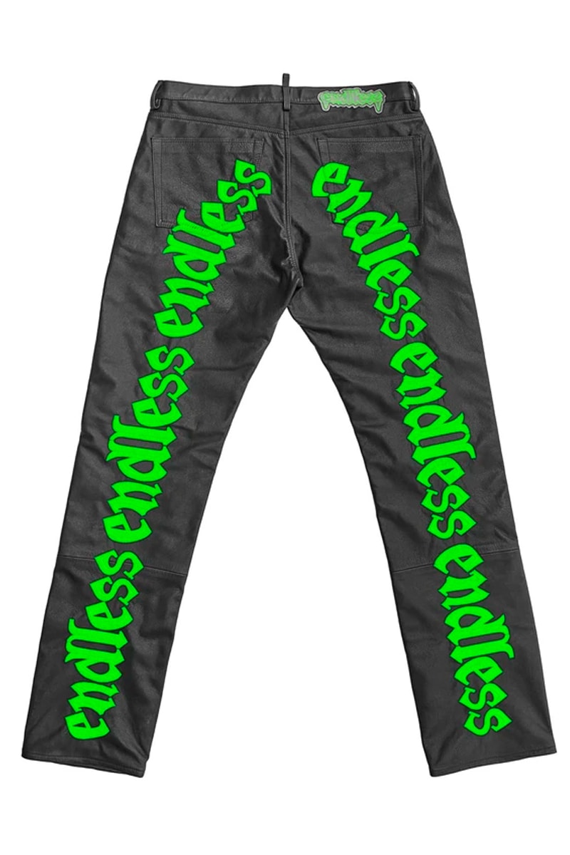 endless denim Leather Jeans Worn by Kanye West Release Buy Price Black White Green