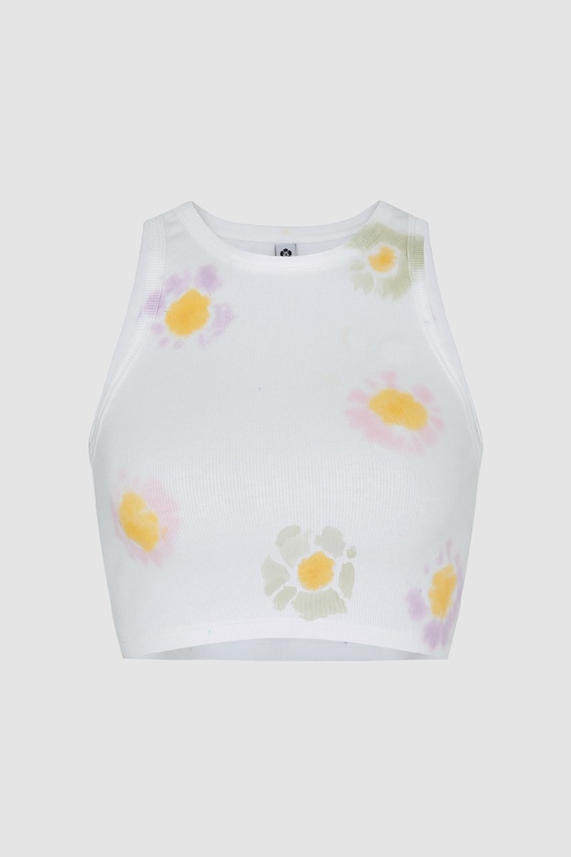 Sundae School x Flan Cannabis-Inspired Collab Korea hemp flower necklace earrings tank top green pink yellow