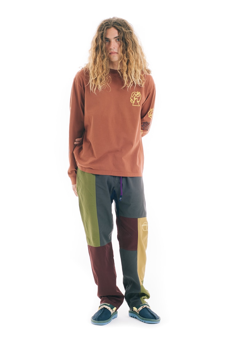 Brain Dead and Gramicci Collide Outdoors-Inspired Collection nature cobrand logo illustrations pants six panel hat color block release sale