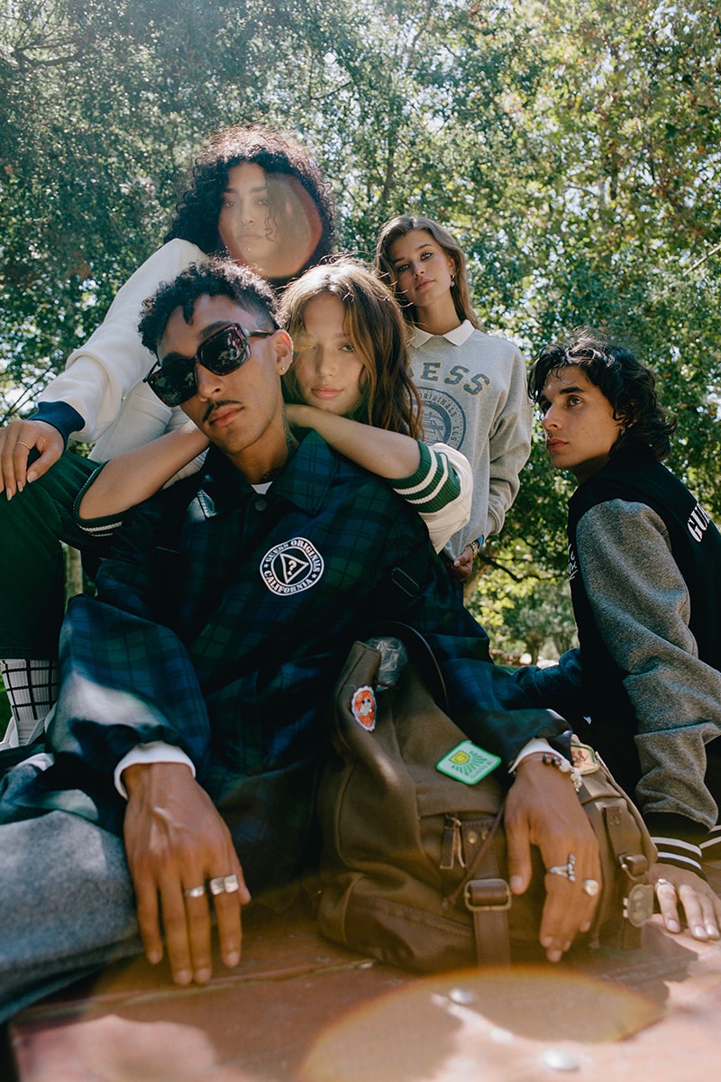 GUESS Originals Readies for Spring Semester in LA expansive collection of '90s campus-inspired apparel college university back to school kit program essentials release info available pinstripe plaid