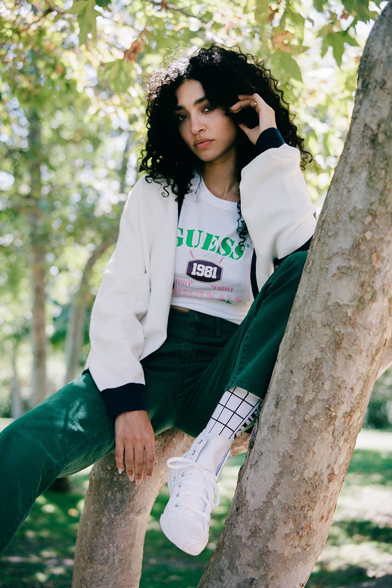 GUESS Originals Readies for Spring Semester in LA expansive collection of '90s campus-inspired apparel college university back to school kit program essentials release info available pinstripe plaid