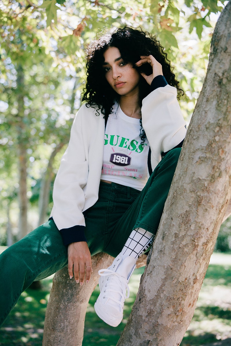 GUESS Originals Readies for Spring Semester in LA expansive collection of '90s campus-inspired apparel college university back to school kit program essentials release info available pinstripe plaid