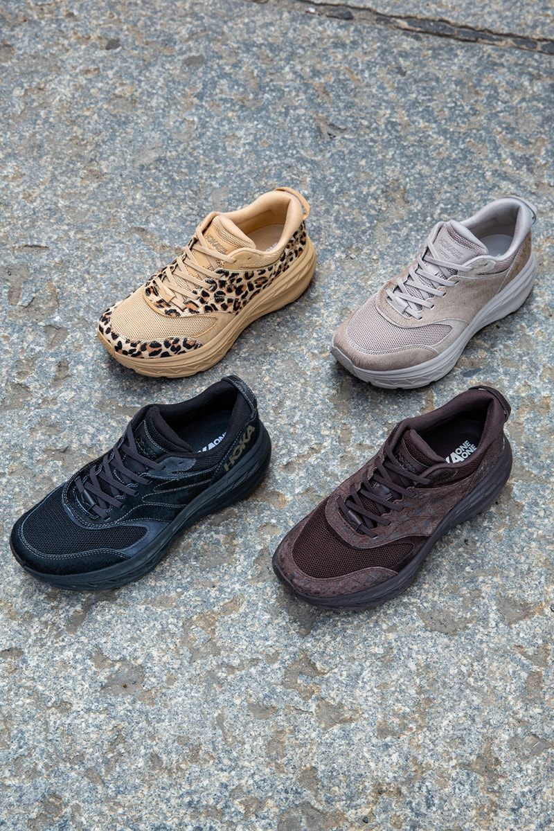 HOKA ONE ONE x Engineered Garments FW21 Release info collaboration collab when do they drop leopard print colorway