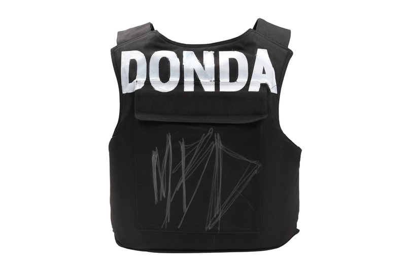 Kanye West DONDA Bulletproof Vest Sold 20000 USD ballistic panel justin reed atlanta 1 of 1 hand painted handwritten price