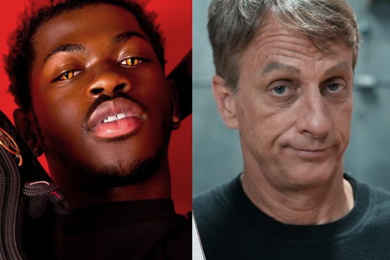 Lil Nas X Meets With Tony Hawk in Response to "Nah He Tweakin'" Meme TikTok Skating Tutorial tiktok liquid death mountain water board satan shoes rapper hip hop skater