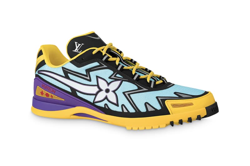 Louis Vuitton LV Sprint Sneaker Fall Winter 2021 FW21 Ebonics / Snake Oil / The Black Box / Mirror, Mirror Virgil Abloh Green Yellow LV Monogram Flower Football Boots Indoors Terrace Culture Luxury