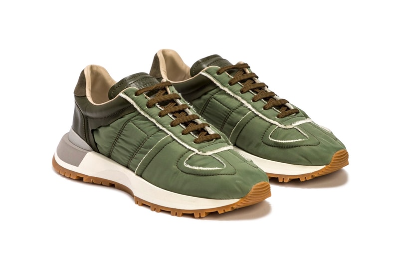 Maison Margiela Patchwork Sneaker Olive Release HBX sneakers footwear high-end suede textile leather