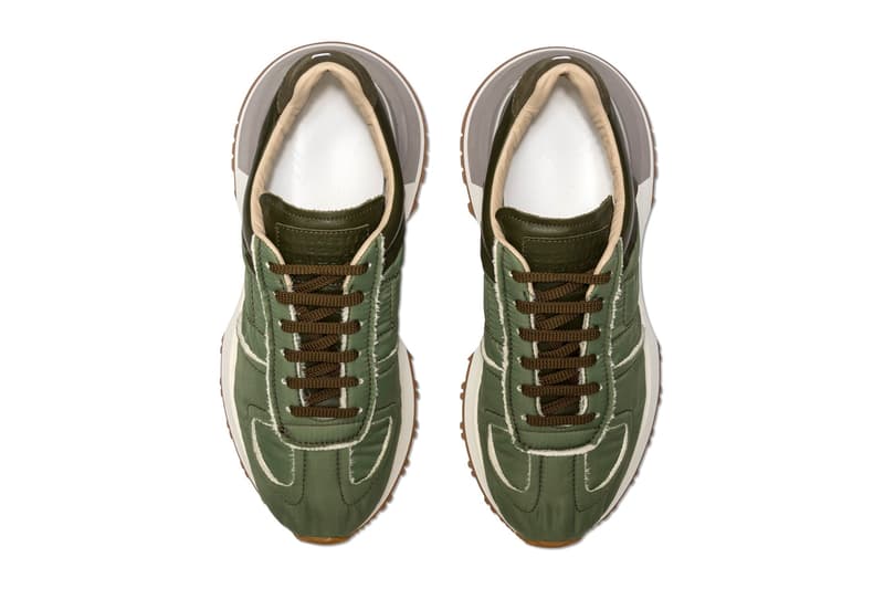 Maison Margiela Patchwork Sneaker Olive Release HBX sneakers footwear high-end suede textile leather