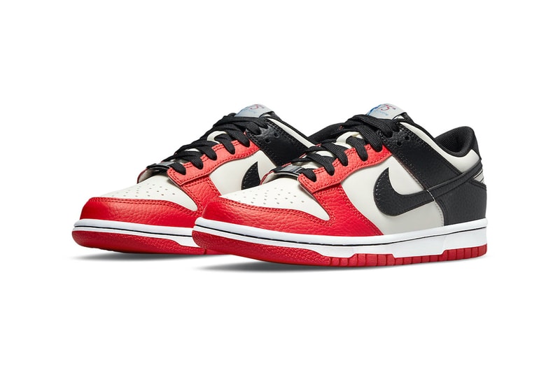 Official Images First Look NBA Nike Dunk Low EMB Chicago 75th Anniversary Diamong Chile Red black 