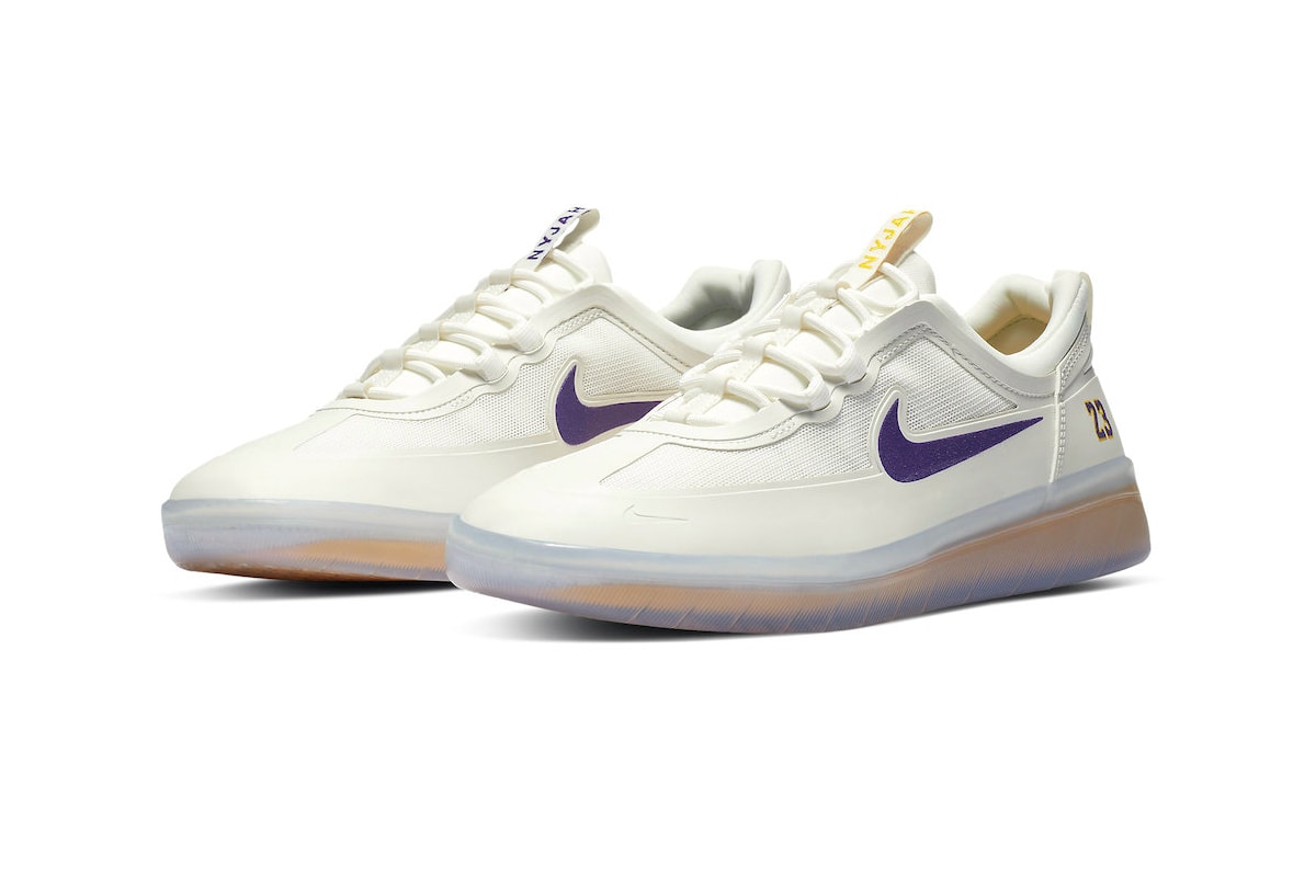 NBA Nike SB Nyjah Free 2 Lakers Official Look Release Info DA3439-100 Date Buy Price Summit White Court Purple University Gold