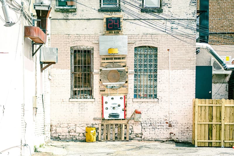 new york sunshine reebok basketball hoop installation brooklyn upcycled materials photos august 20 