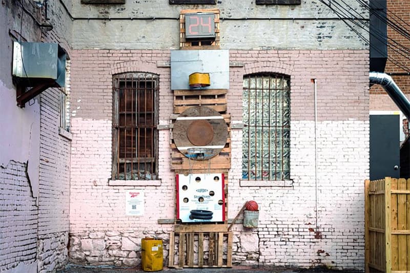 new york sunshine reebok basketball hoop installation brooklyn upcycled materials photos august 20