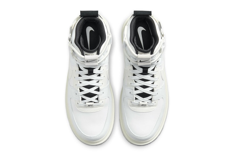 Official Look Nike Air Force 1 High Utility 2.0 Summit White Fall Winter 2021 tumbled leather high top boot Release info date price