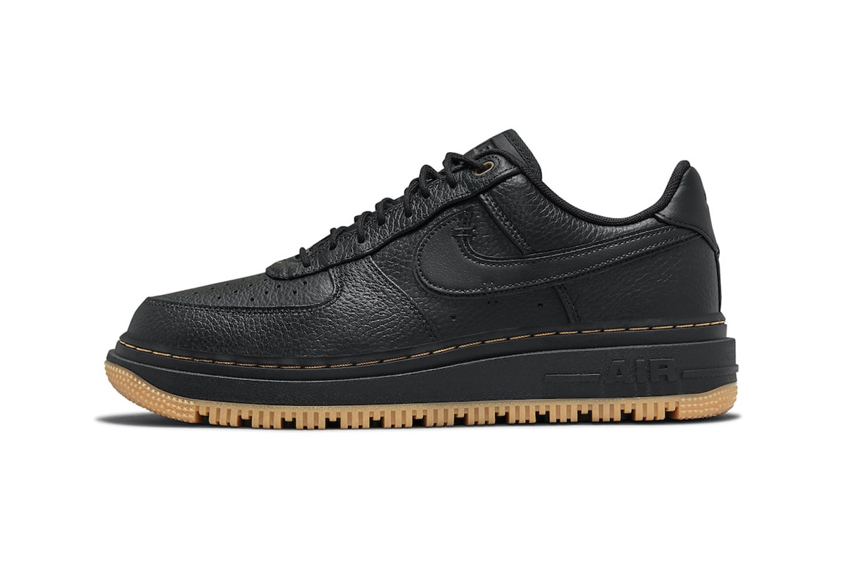 Latest Nike Air Force 1 Luxe "Black Gum" Gets You Winter-Ready DB4109-001 black bucktan gum yellow sneaker 