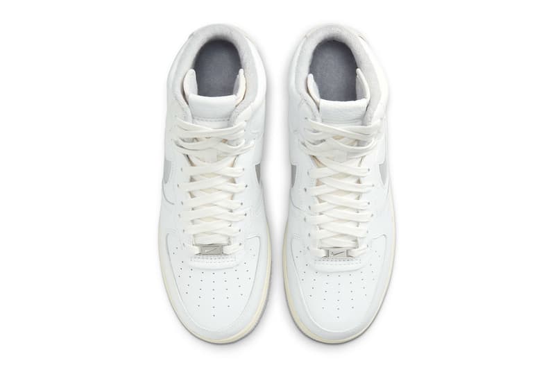 Nike Air Force 1 Strapless Light Smoke Grey Release sneaker footwear leather suede aged Summit White