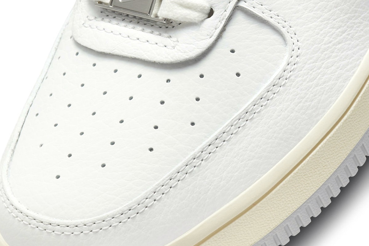 Nike Air Force 1 Strapless Light Smoke Grey Release sneaker footwear leather suede aged Summit White