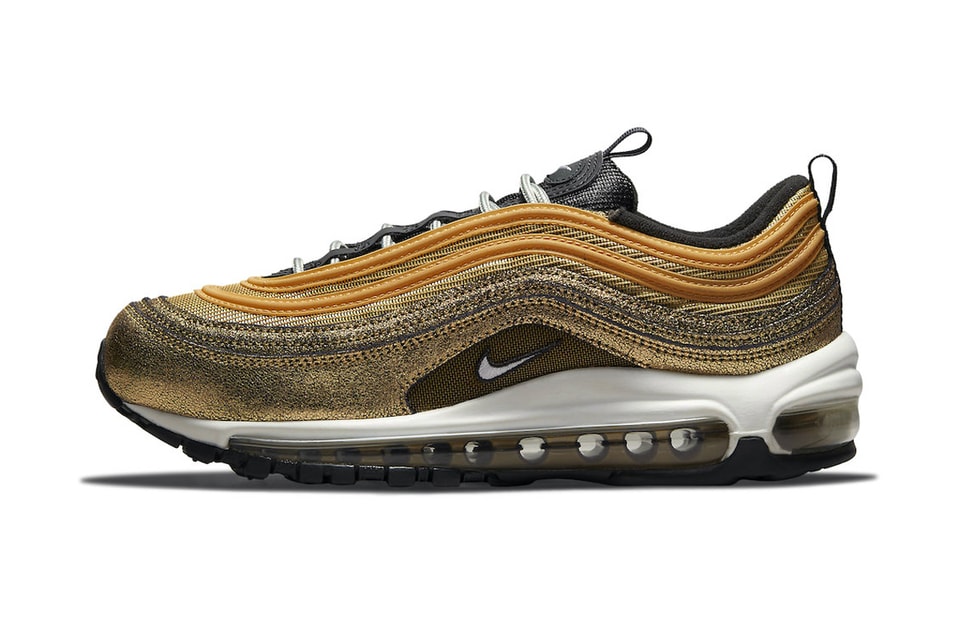 Nike air max 97 premium trainers in black cracked leather Clearance