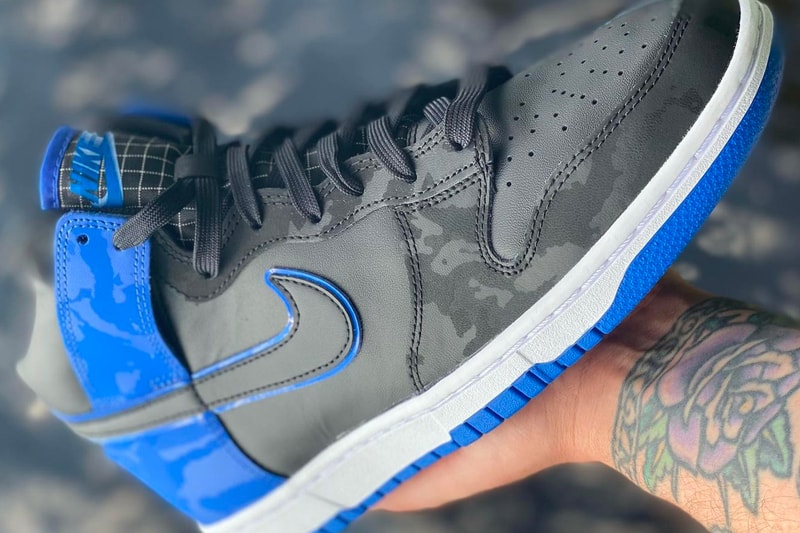 Nike Dunk High SE Black Royal Blue Camo Grid Release 2021 DD3359-001