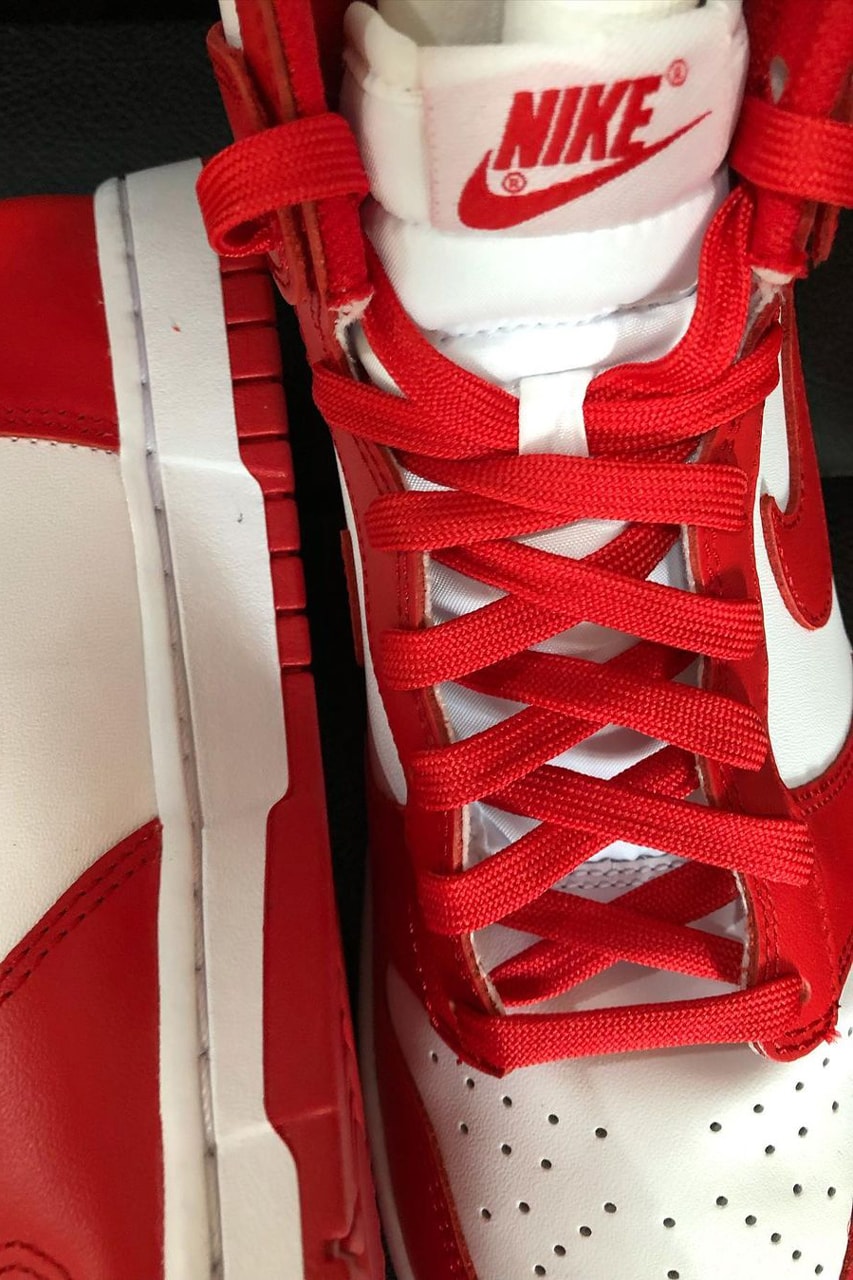 nike sportswear dunk high university red white first look official release date info photos price store list buying guide