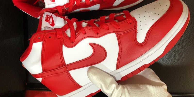 red and white sb dunk high