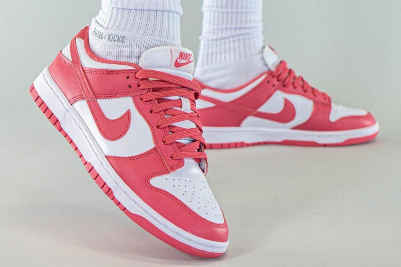 pink and white dunks