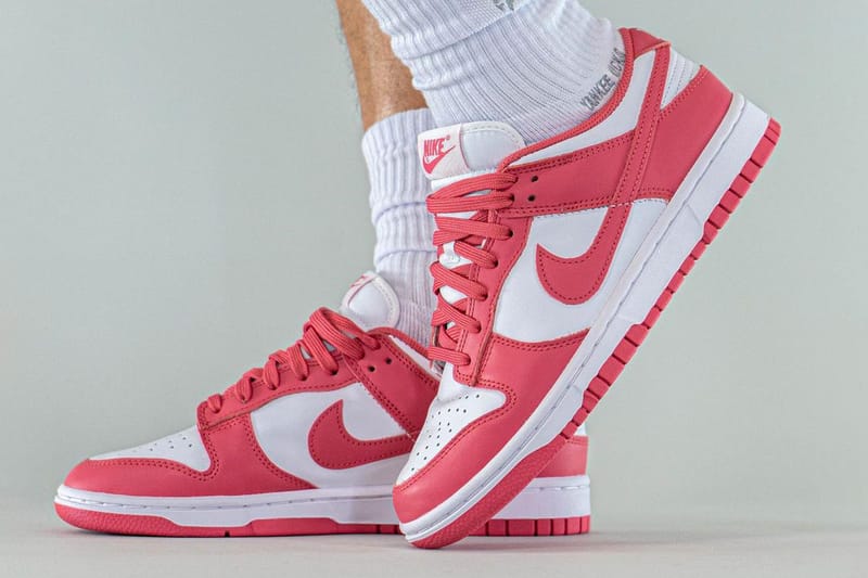 archeo pink dunks on feet