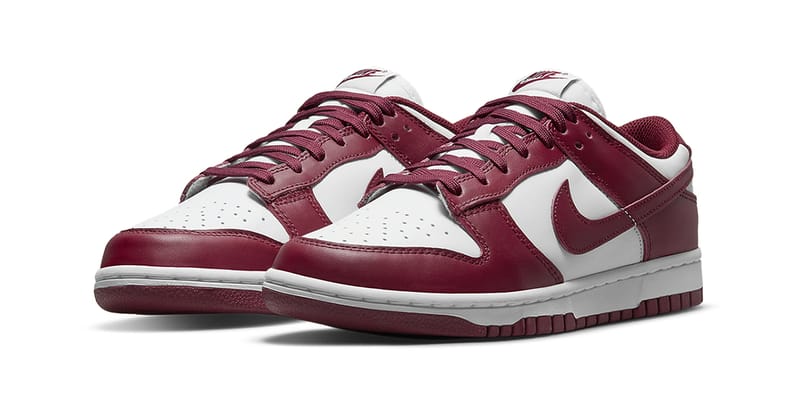 burgundy and white dunks