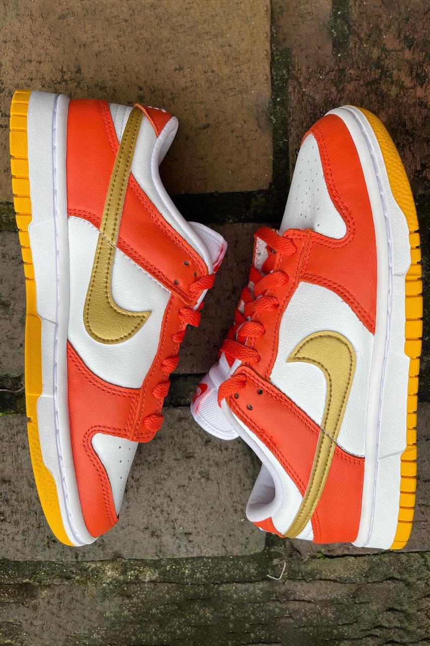 nike sportswear dunk low gold orange yellow white official release date info photos price store list buying guide