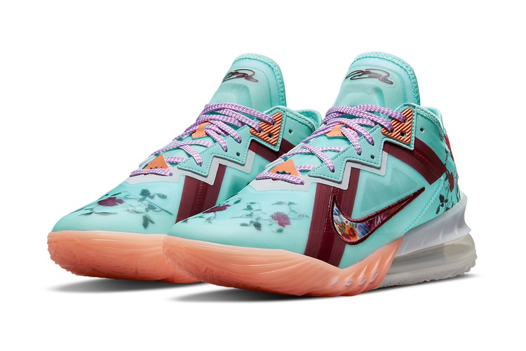 Nike LeBron 18 Low "Psychic Blue" is Decorated With Various Floral Patterns