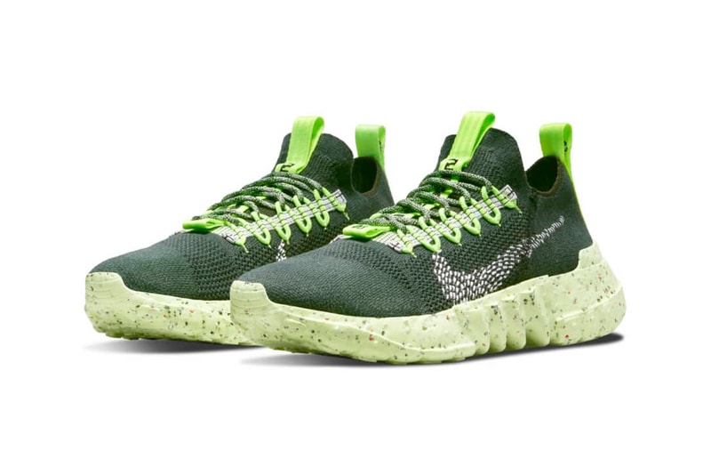 nike space hippie 01 carbon electric green sustainable recycled materials release information details buy cop purchase